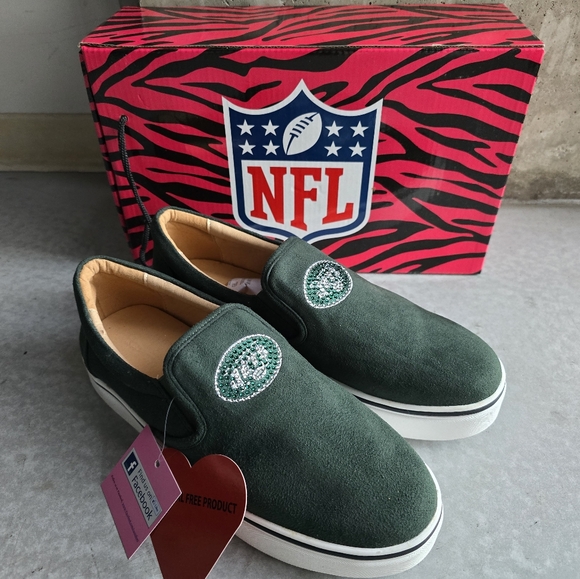 NEW YORK JETS slip on sneaker sz 9 - Picture 1 of 12